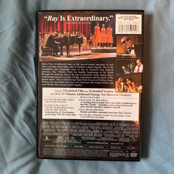 Ray (DVD, 2005, Full Frame) Disc Tested, Working - Picture 2 of 3